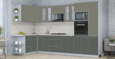 Кухонный гарнитур Интерлиния Мила Пластик 1.68x3.4 LV