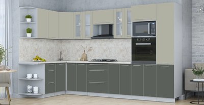Кухонный гарнитур Интерлиния Мила Пластик 1.68x3.4 LV