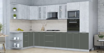 Кухонный гарнитур Интерлиния Мила Пластик 1.68x3.4 LV