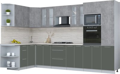 Кухонный гарнитур Интерлиния Мила Пластик 1.68x3.4 LV - фото