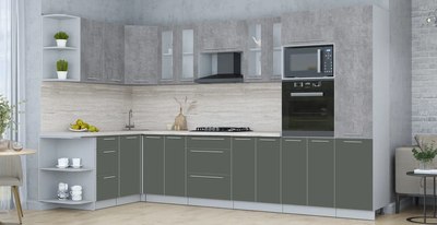 Кухонный гарнитур Интерлиния Мила Пластик 1.68x3.4 LV