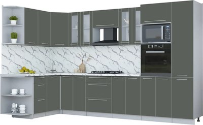 Кухонный гарнитур Интерлиния Мила Пластик 1.68x3.4 LV - фото