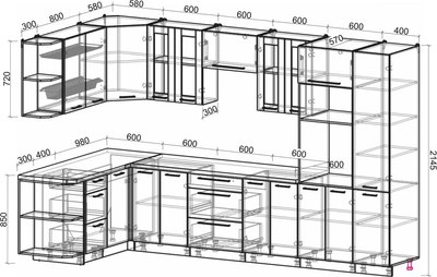 Кухонный гарнитур Интерлиния Мила Пластик 1.68x3.4 LV