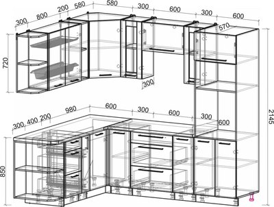 Кухонный гарнитур Интерлиния Мила Пластик 1.88x2.4 LV