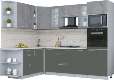 Кухонный гарнитур Интерлиния Мила Пластик 1.88x2.6 LV - фото