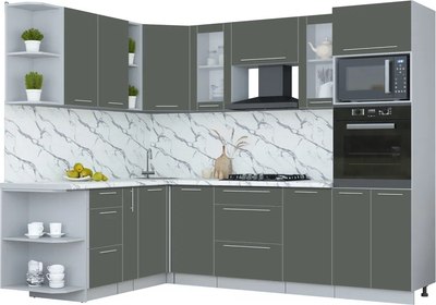 Кухонный гарнитур Интерлиния Мила Пластик 1.88x2.6 LV - фото