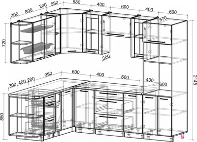 Кухонный гарнитур Интерлиния Мила Пластик 1.88x2.6 LV