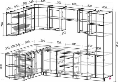 Кухонный гарнитур Интерлиния Мила Пластик 1.88x2.8 LV