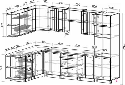 Кухонный гарнитур Интерлиния Мила Пластик 1.88x3.0 LV