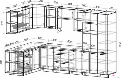 Кухонный гарнитур Интерлиния Мила Пластик 1.88x3.2 LV