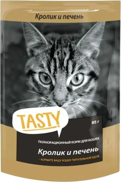 Влажный корм для кошек Tasty Cat с кроликом и печенью в желе - фото