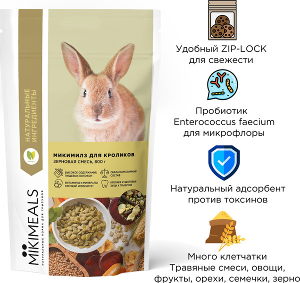 Корм для грызунов Mikimeals для кроликов