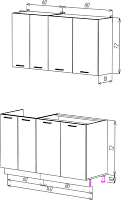 Кухонный гарнитур Eligard Lion 1.4 без столешницы