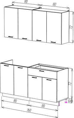 Кухонный гарнитур Eligard Lion 2 1.6 без столешницы