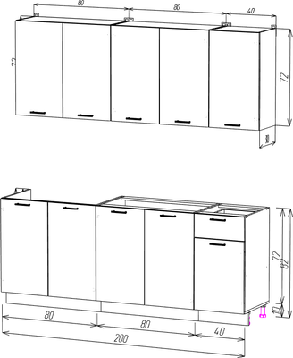 Кухонный гарнитур Eligard Lion 2.0 без столешницы