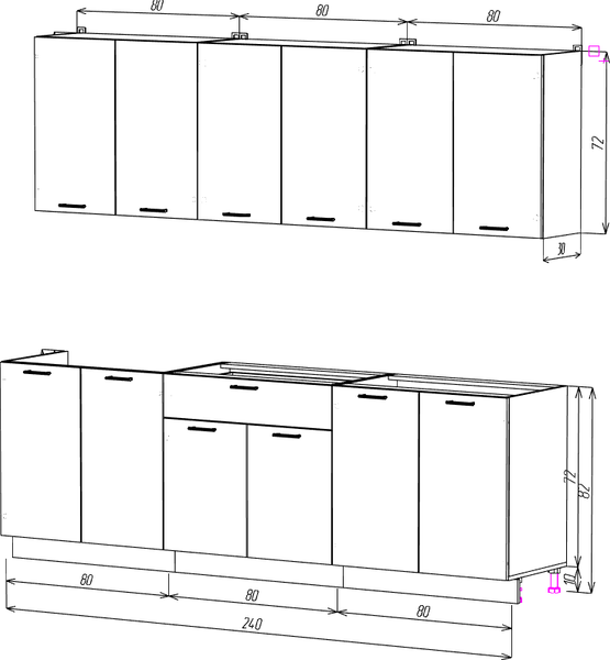 Кухонный гарнитур Eligard Lion 2.4 без столешницы