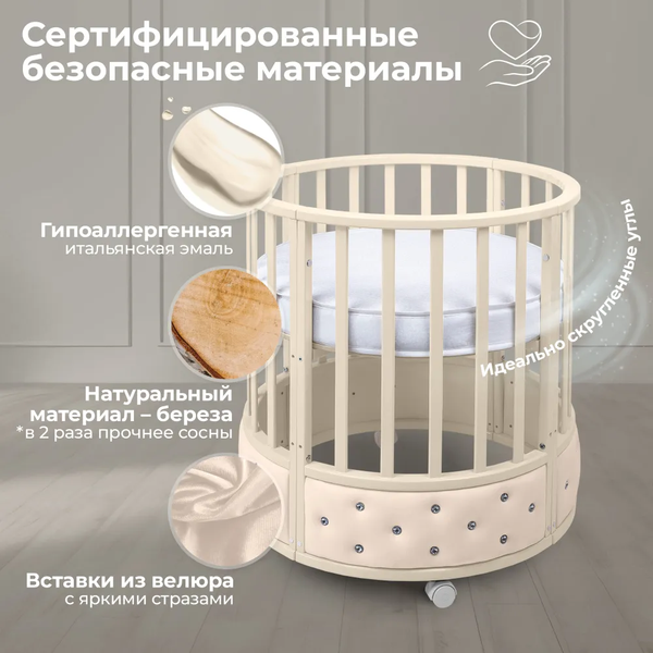 Детская кровать-трансформер Sweet Baby Brillantezza 7в1 на колесах