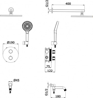 Душевая система со смесителем Vieir V25003-3C