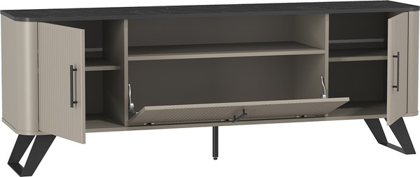 Тумба Олмеко Фиделия 76.05 ТВ (серый камень/мрамор черный)