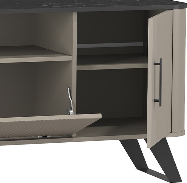 Тумба Олмеко Фиделия 76.05 ТВ (серый камень/мрамор черный)