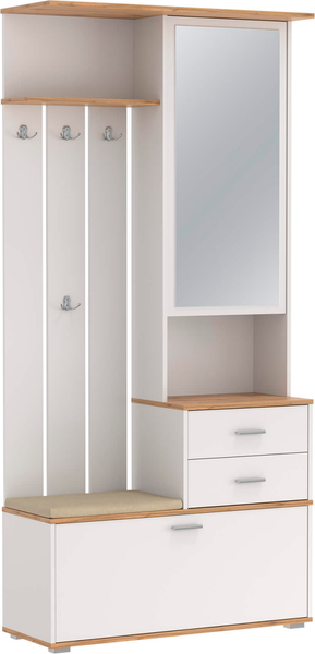 Секция в прихожую Олмеко Антре 65.08 с зеркалом (белый/дуб вотан) - фото