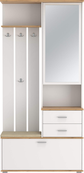 Секция в прихожую Олмеко Антре 65.08 с зеркалом (белый/дуб вотан)