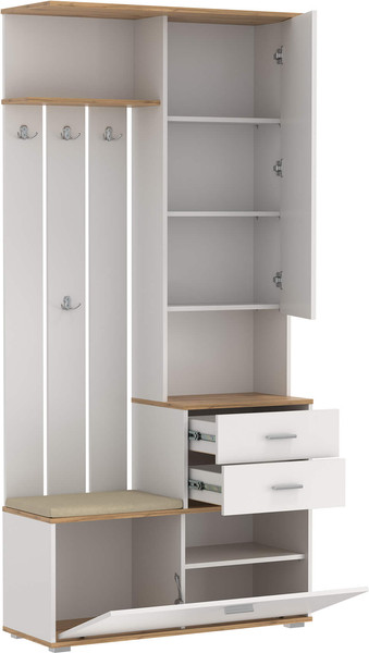 Секция в прихожую Олмеко Антре 65.08 с зеркалом (белый/дуб вотан)
