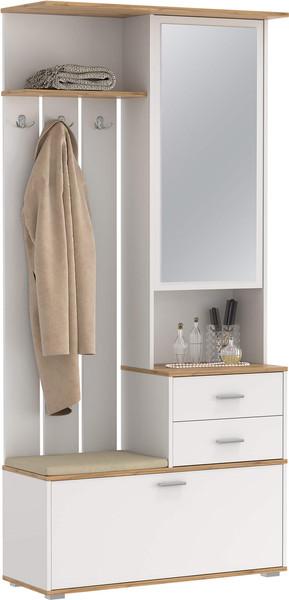 Секция в прихожую Олмеко Антре 65.08 с зеркалом (белый/дуб вотан)