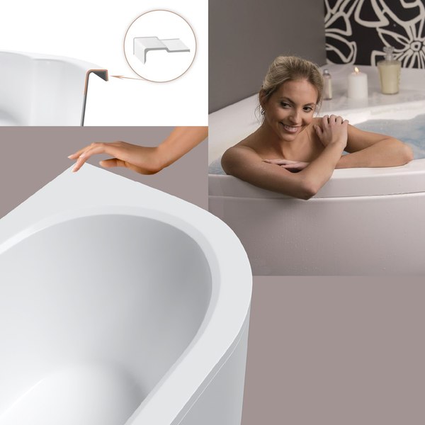 Ванна акриловая Lauter Bliss 150 L / 21201051L (с каркасом/серый подголовн./белый лицевой экран)