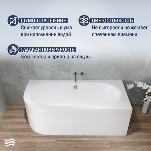 Ванна акриловая Lauter Bliss 150 P / 21201052P (с каркасом/серый подголовн./белый лицевой экран)