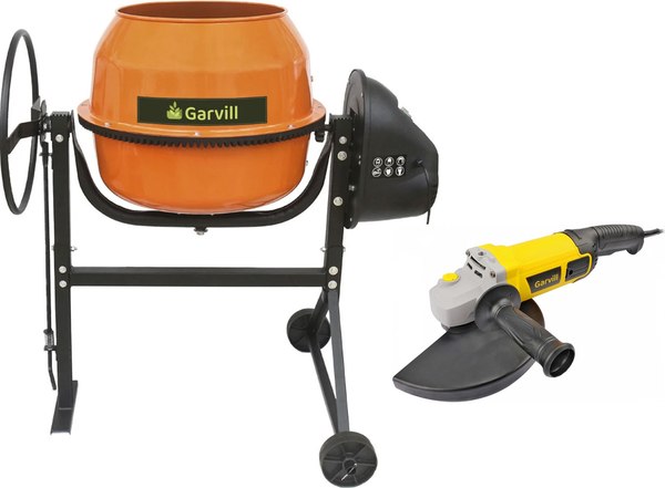 Бетономешалка Garvill БСЭ-140 + Угловая шлифовальная машина AG230-2200 - фото