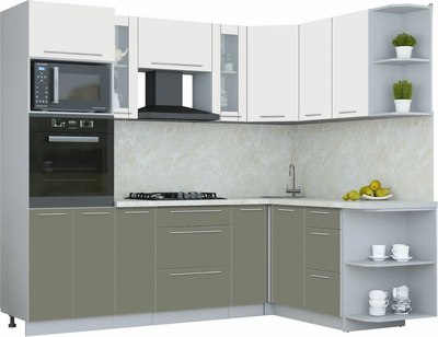 Кухонный гарнитур Интерлиния Мила Пластик 1.68x2.4 PR - фото