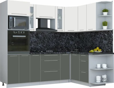 Кухонный гарнитур Интерлиния Мила Пластик 1.68x2.4 PR - фото
