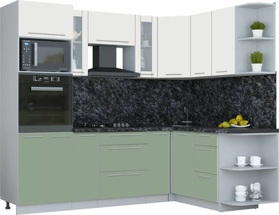 Кухонный гарнитур Интерлиния Мила Пластик 1.68x2.4 PR - фото