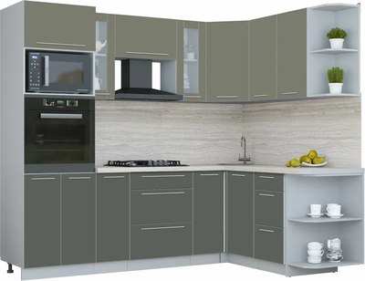 Кухонный гарнитур Интерлиния Мила Пластик 1.68x2.4 PR - фото