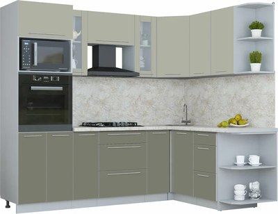 Кухонный гарнитур Интерлиния Мила Пластик 1.68x2.4 PR - фото