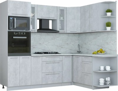 Кухонный гарнитур Интерлиния Мила Пластик 1.68x2.4 PR - фото