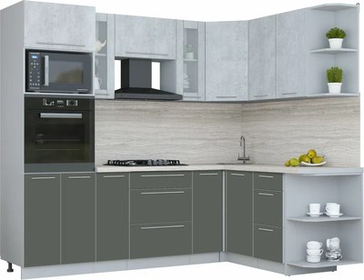 Кухонный гарнитур Интерлиния Мила Пластик 1.68x2.4 PR - фото