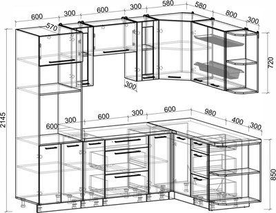 Кухонный гарнитур Интерлиния Мила Пластик 1.68x2.4 PR