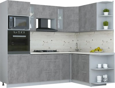 Кухонный гарнитур Интерлиния Мила Пластик 1.68x2.4 PR - фото