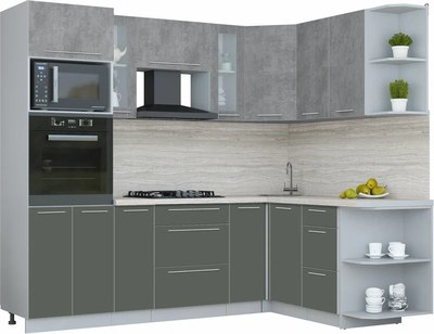 Кухонный гарнитур Интерлиния Мила Пластик 1.68x2.4 PR - фото
