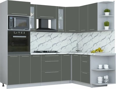 Кухонный гарнитур Интерлиния Мила Пластик 1.68x2.4 PR - фото