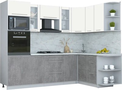 Кухонный гарнитур Интерлиния Мила Пластик 1.68x2.6 PR - фото