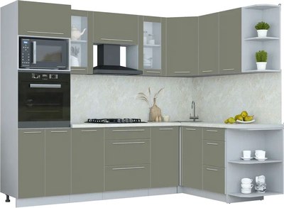 Кухонный гарнитур Интерлиния Мила Пластик 1.68x2.6 PR - фото