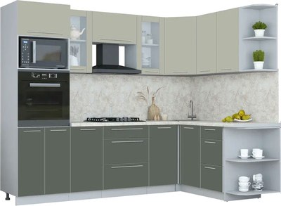 Кухонный гарнитур Интерлиния Мила Пластик 1.68x2.6 PR - фото