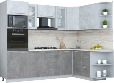 Кухонный гарнитур Интерлиния Мила Пластик 1.68x2.6 PR - фото