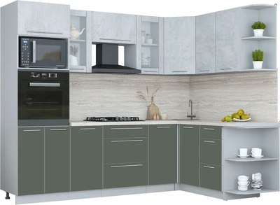 Кухонный гарнитур Интерлиния Мила Пластик 1.68x2.6 PR - фото
