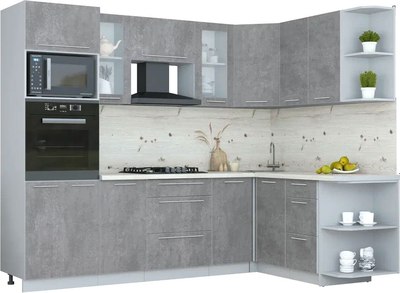 Кухонный гарнитур Интерлиния Мила Пластик 1.68x2.6 PR - фото