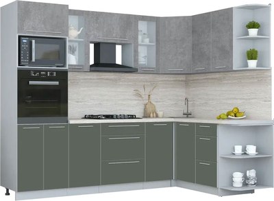 Кухонный гарнитур Интерлиния Мила Пластик 1.68x2.6 PR - фото