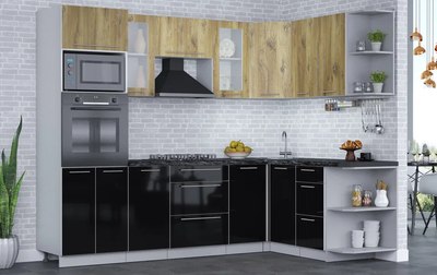 Кухонный гарнитур Интерлиния Мила Пластик 1.68x2.6 PR